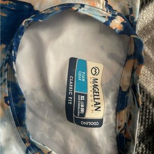 Magellan Outdoors Blue and Orange Cooling Shirt